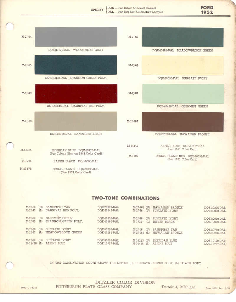 1930 Ford paint codes #2
