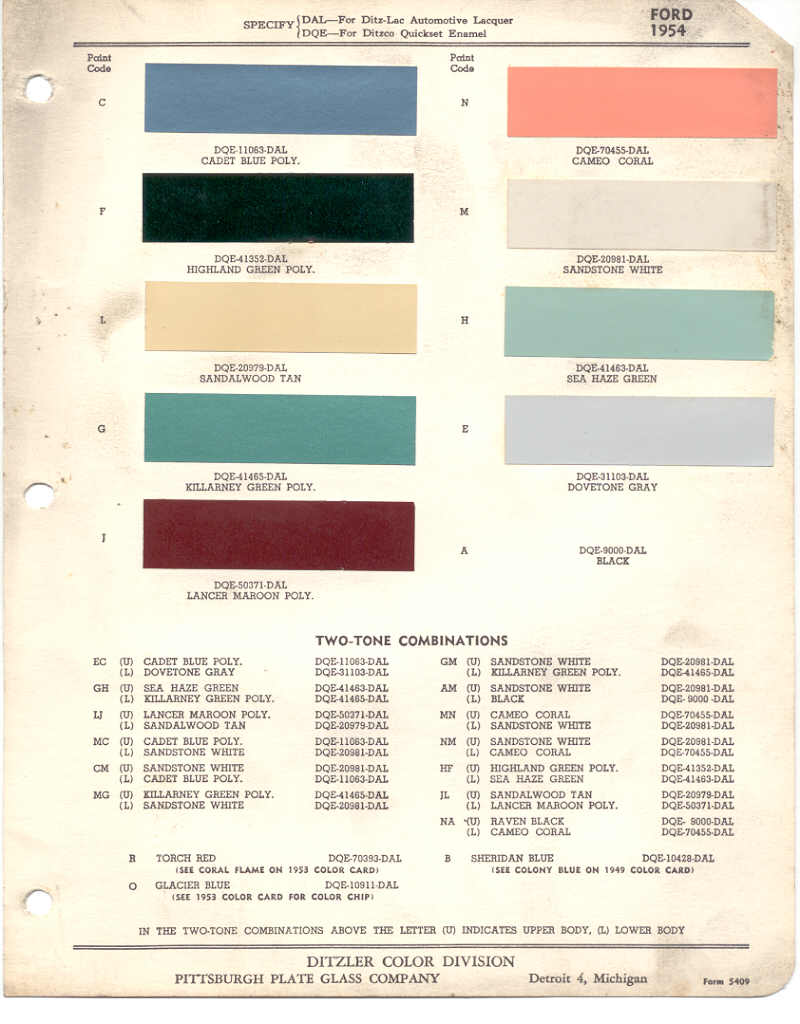 1952 Ford color chips #5