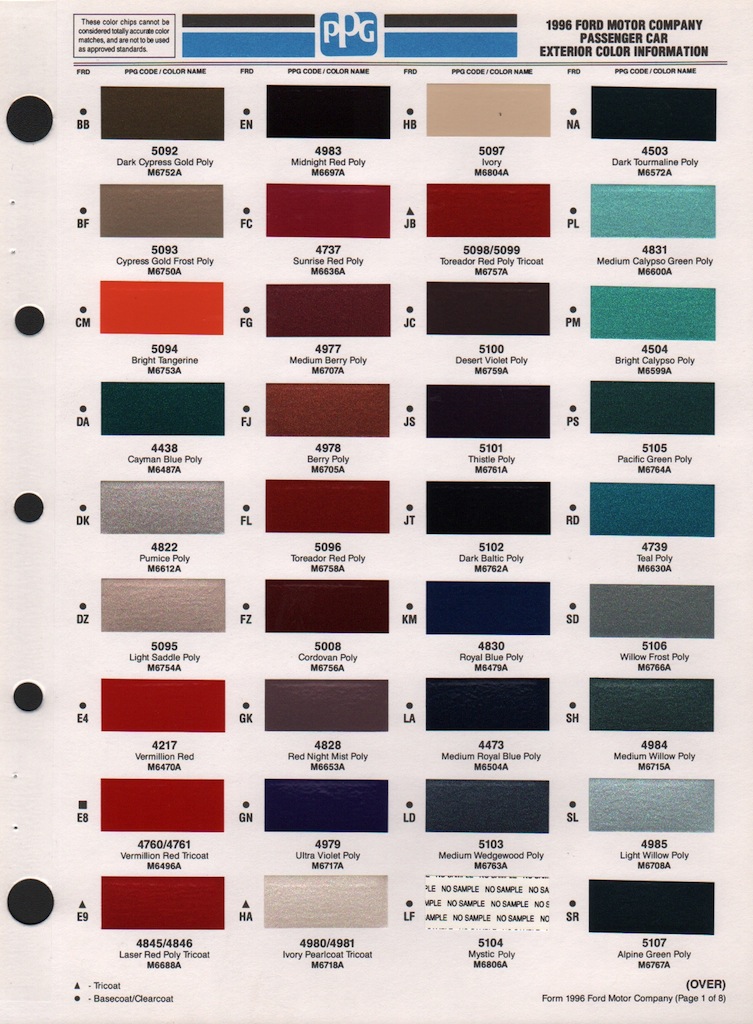 1996 Ford thunderbird paint colors #5