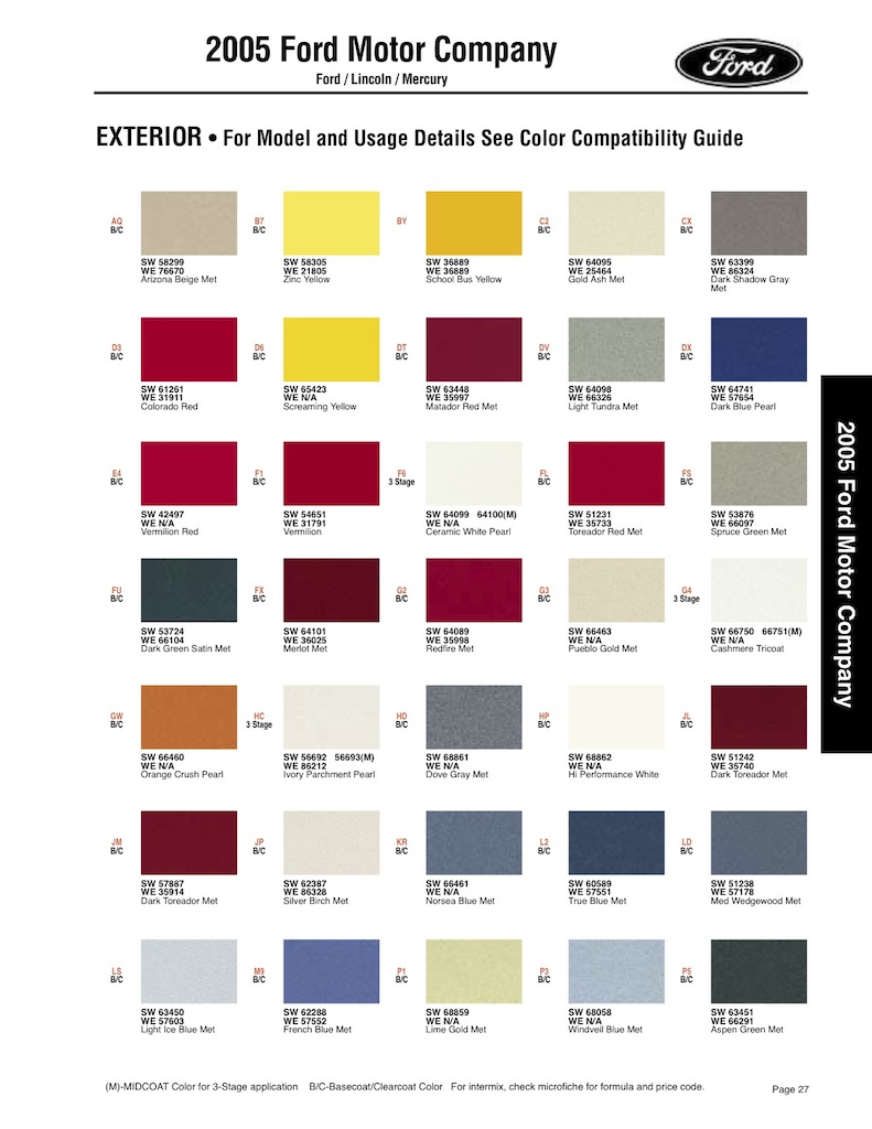 2005 Ford paint color codes #3
