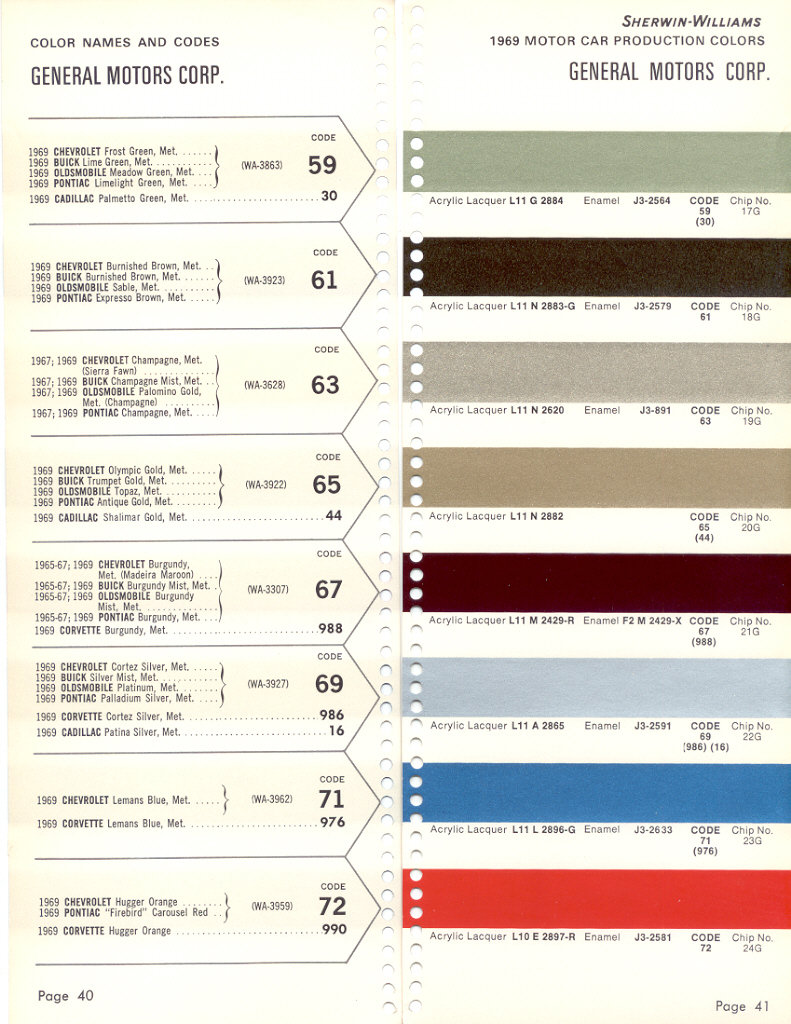 Paint Chips 1969 Buick Cadillac Camaro Chevelle Chevrolet Chevy Truck