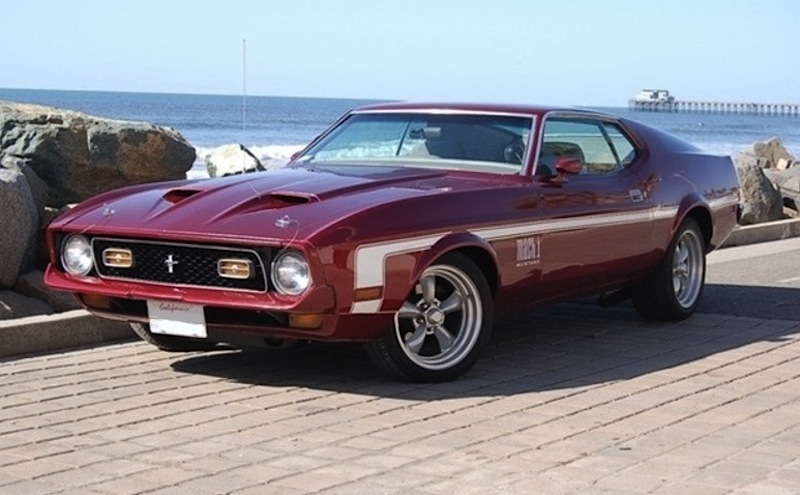 Maroon 1971 Ford Mustang Mach 1